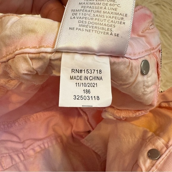 Joe's Jeans Harlow Denim Shorts Girl's 14‎ Rainbow Tie Dye Frayed Hem Buttoned - Picture 9 of 9